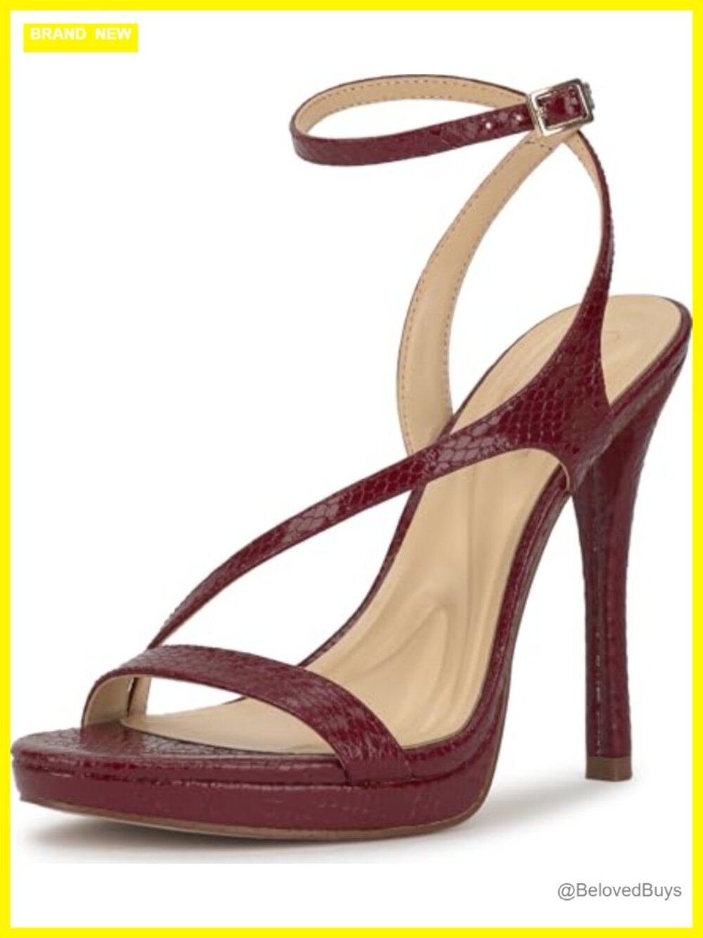 Faux Leather Ankle Strap Stiletto Heeled Sandals 4.5 Inch